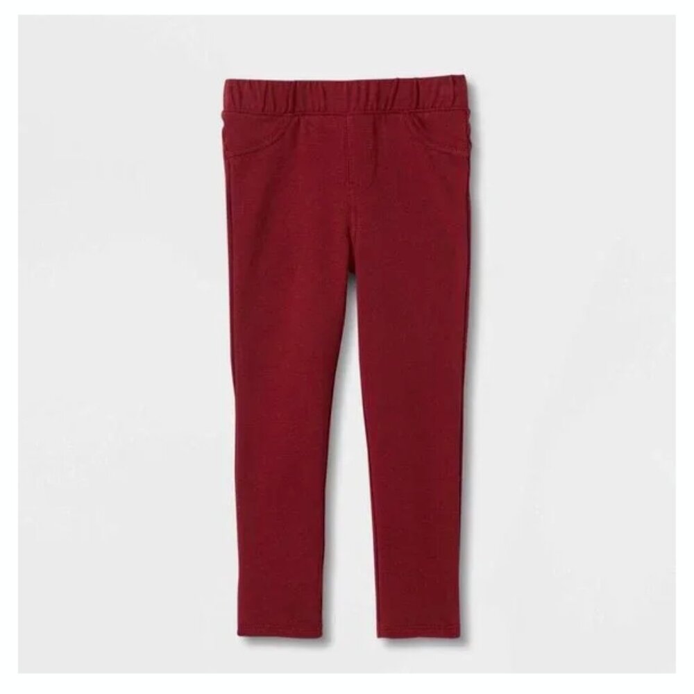 Toddler Girls' Leggings Knit Cozy Jeggings - Cat & Jack Burgundy 4T
